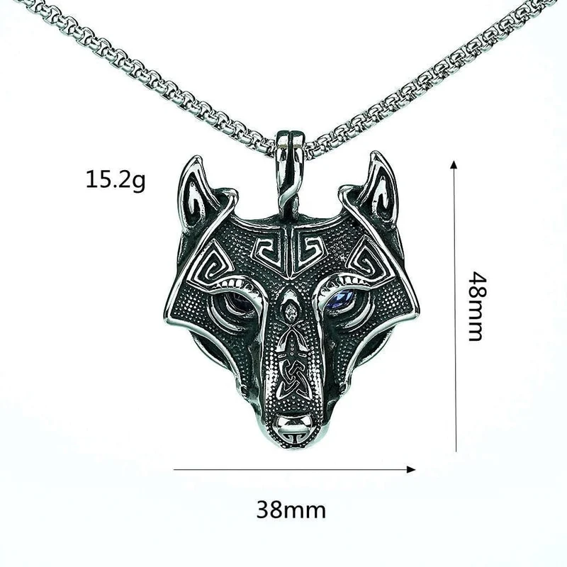Punk-Wolfskopf-Halskette für Herren