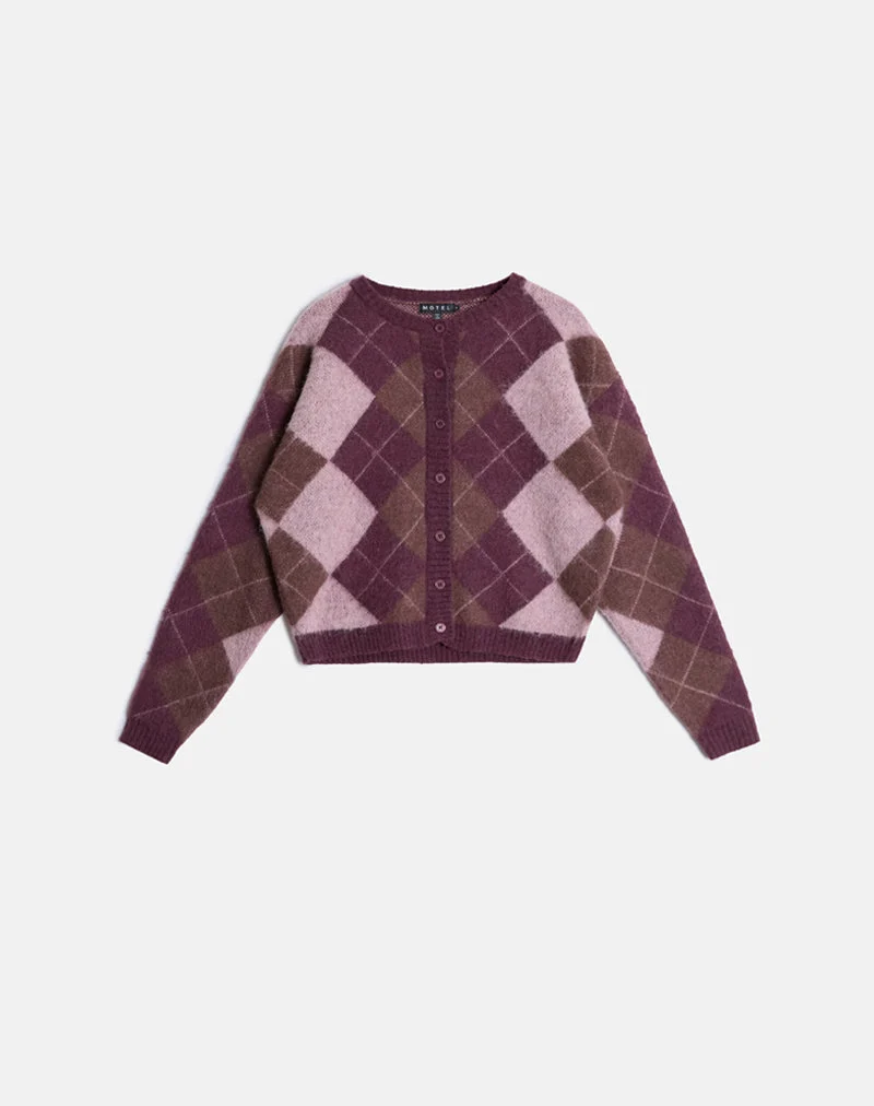 Eliana Strickjacke in Argyle Pink