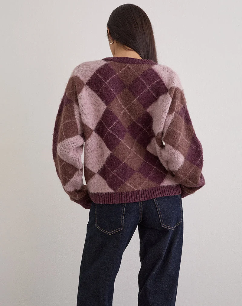 Eliana Strickjacke in Argyle Pink