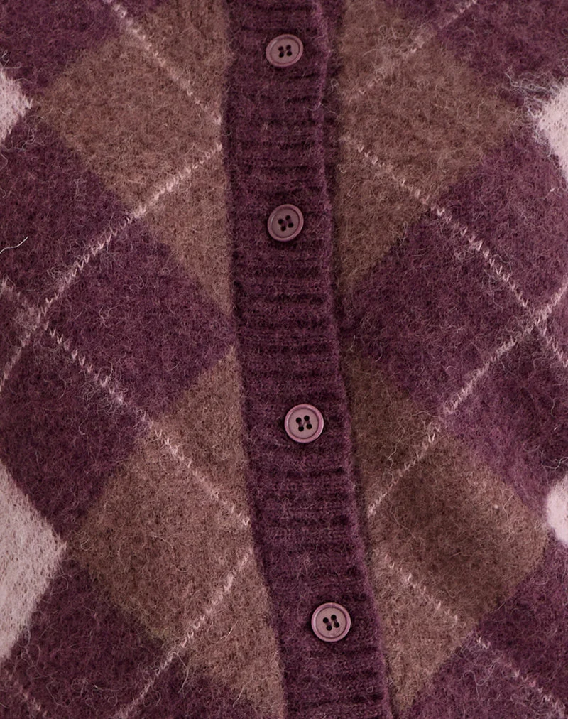 Eliana Strickjacke in Argyle Pink