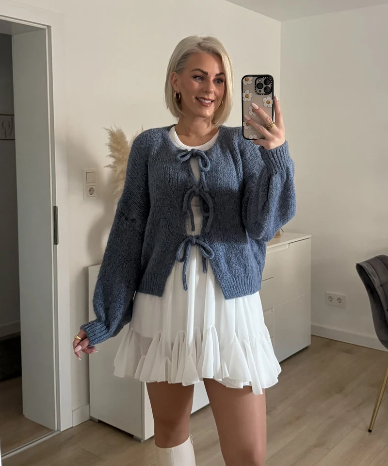 Cardigan Schleife Fia Jeansblau