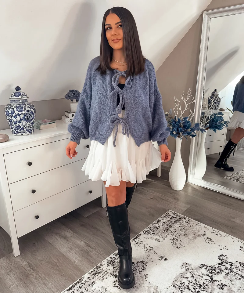 Cardigan Schleife Fia Jeansblau