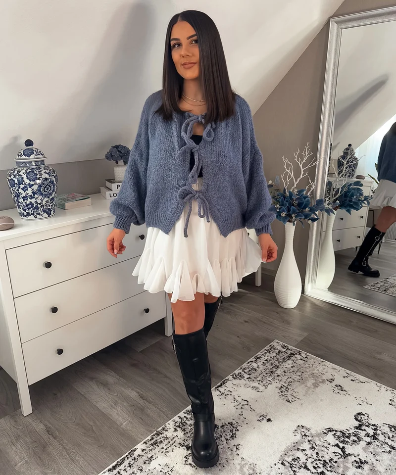 Cardigan Schleife Fia Jeansblau