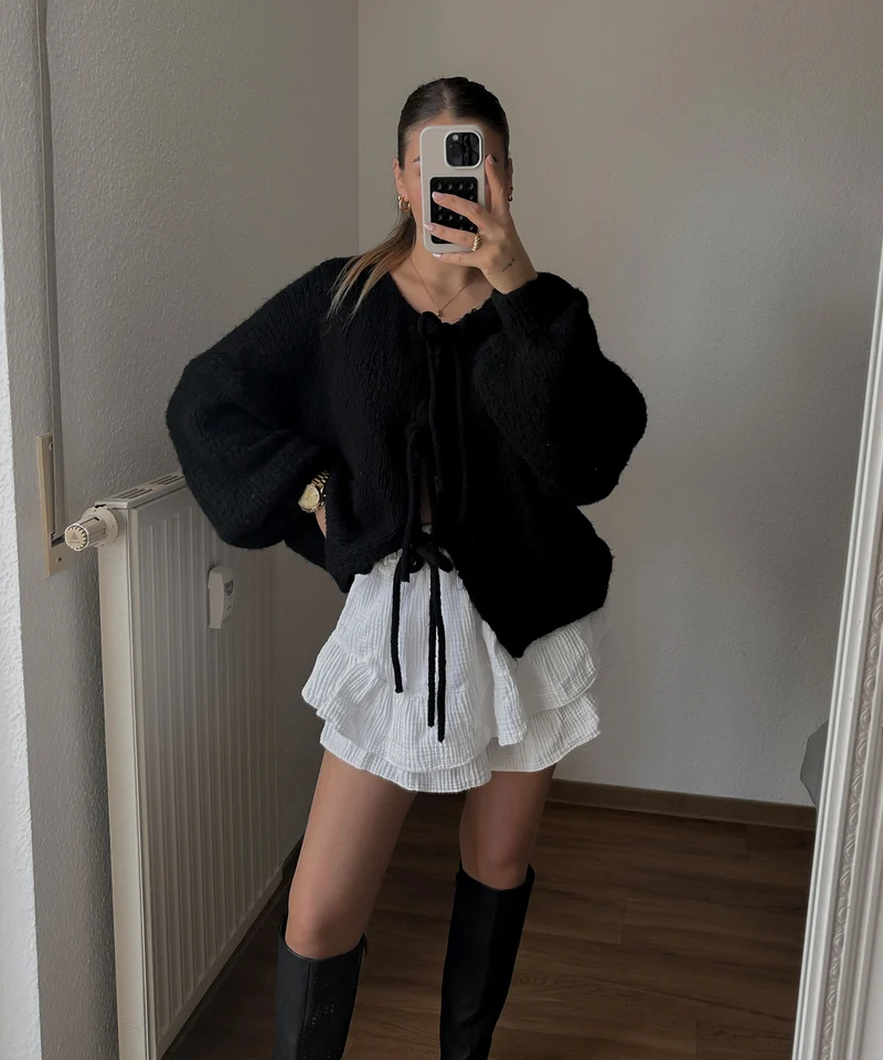 Cardigan Schleife Fia Schwarz