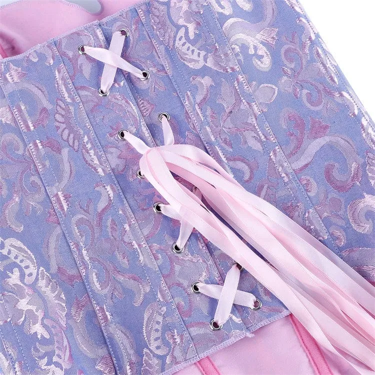 Gothic-Korsett für Damen mit unregelmäßigem floralem Jacquardmuster und Überbrustumfang