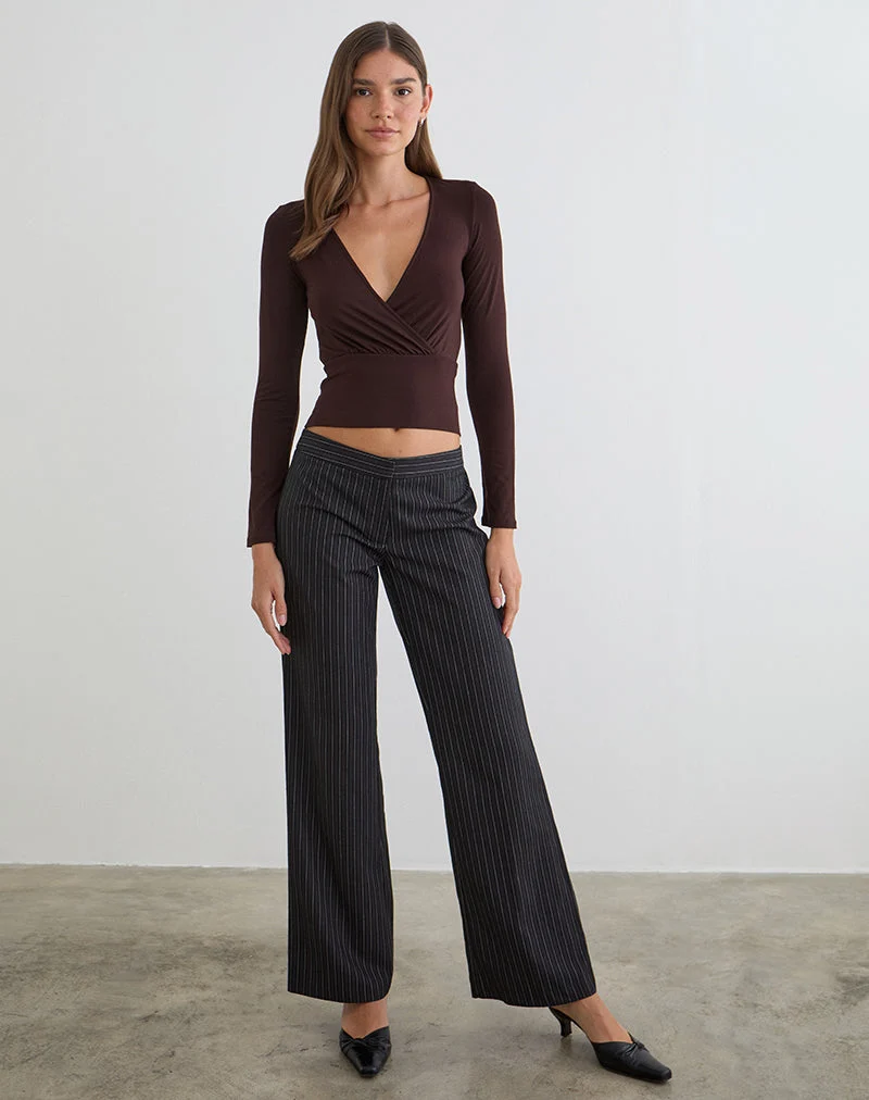 Sheon Langarm-Oberteil aus Rayon-Jersey in Bitter Chocolate