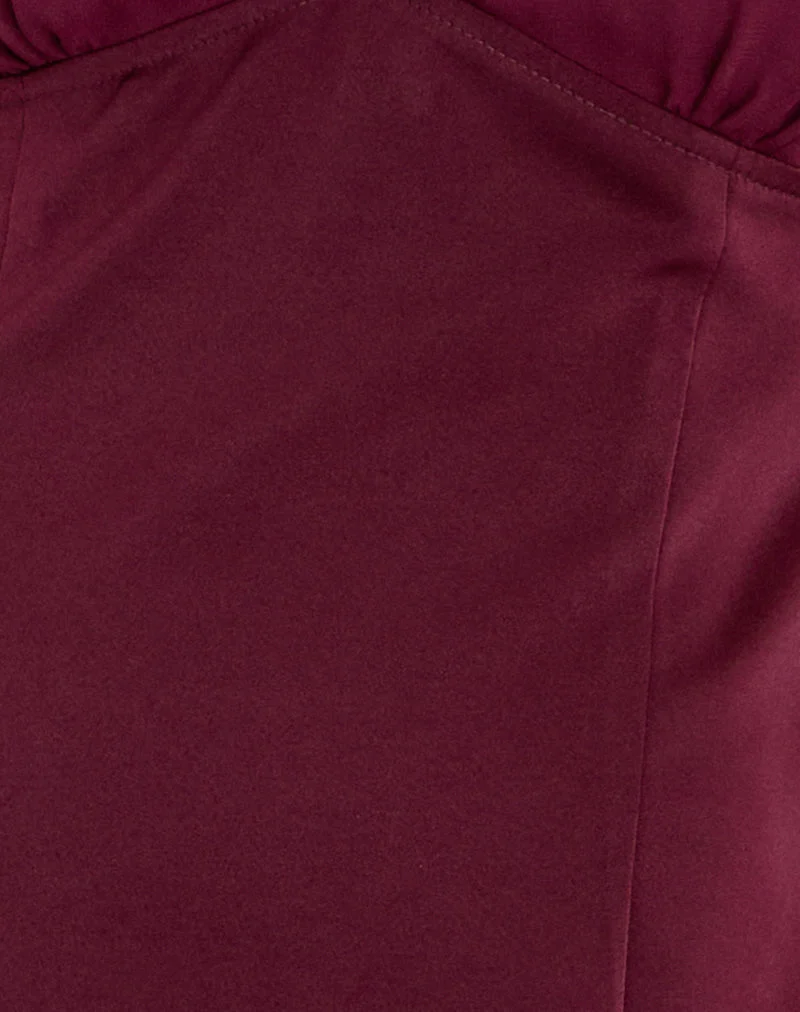 Rosali Minikleid aus Satin-Chiffon in Burgunderrot
