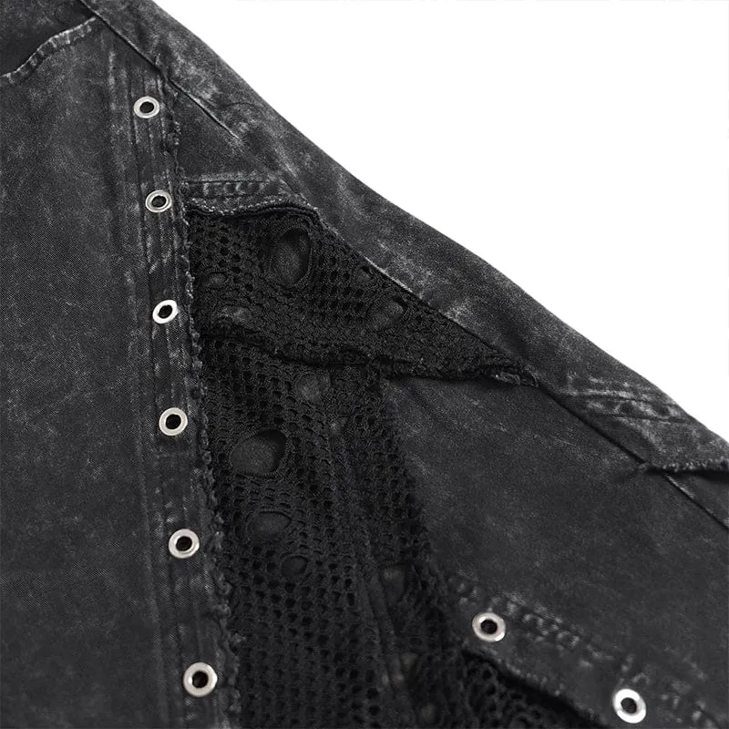 Punk-Hosen für Damen mit Ösen, Lagenlook und Rissen