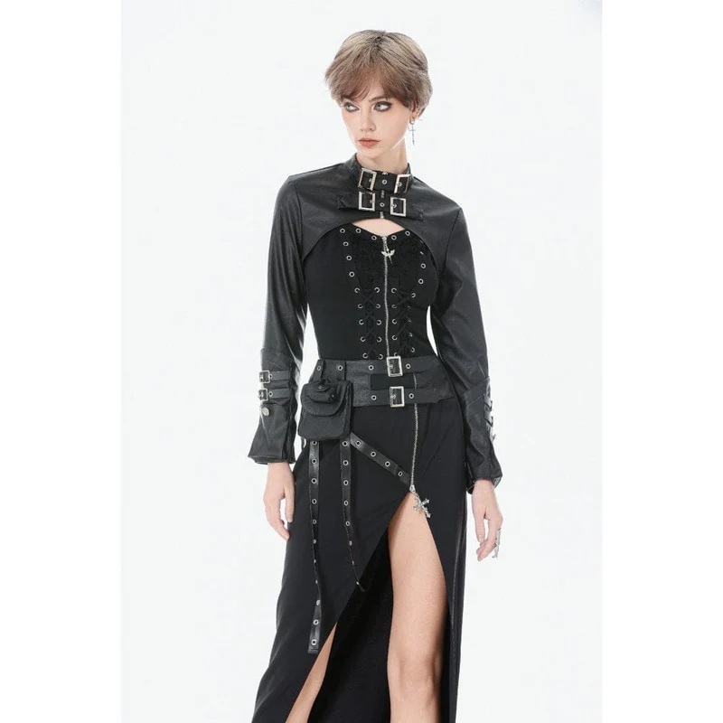 Punk-Cape für Damen mit Schnallenverschluss und Reißverschluss