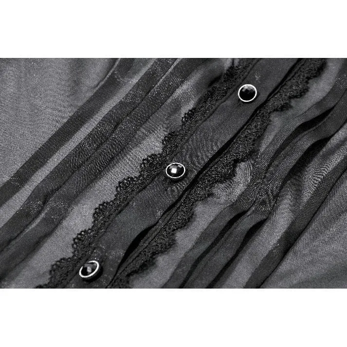 Gothic-Damenbluse, transparent, mehrlagig, mit Rüschen und Puffärmeln