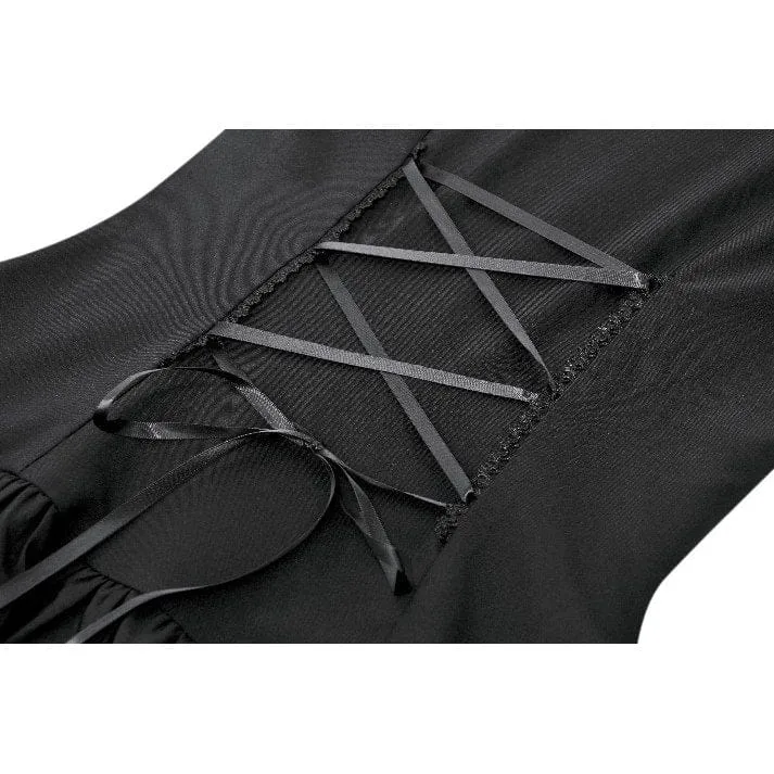 Gothic-Spitzenkleid für Damen mit Falten und Schleifenbesatz