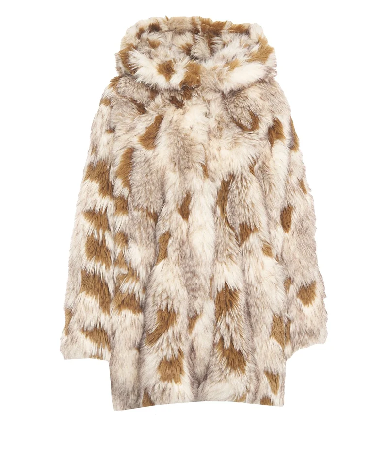 Cappotto in ecopelliccia con cappuccio