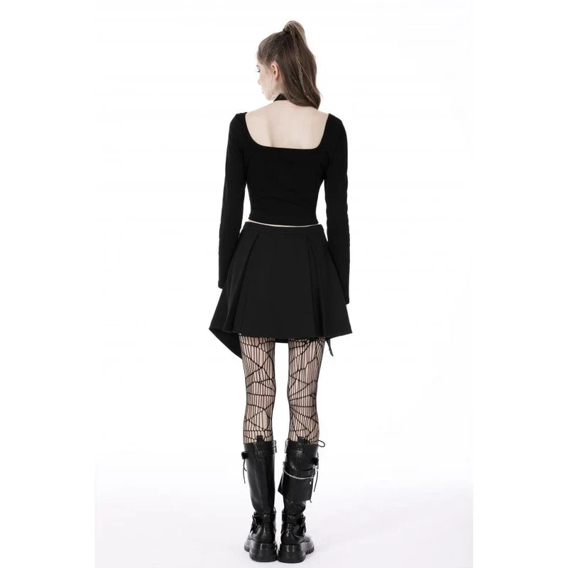 Damen Punk Mesh Splice Neckholder Crop Top