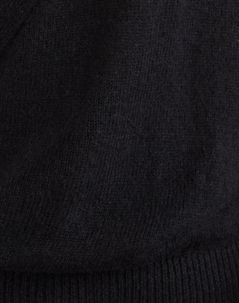 Saroya Plunge Wrap Top aus Strick, schwarz