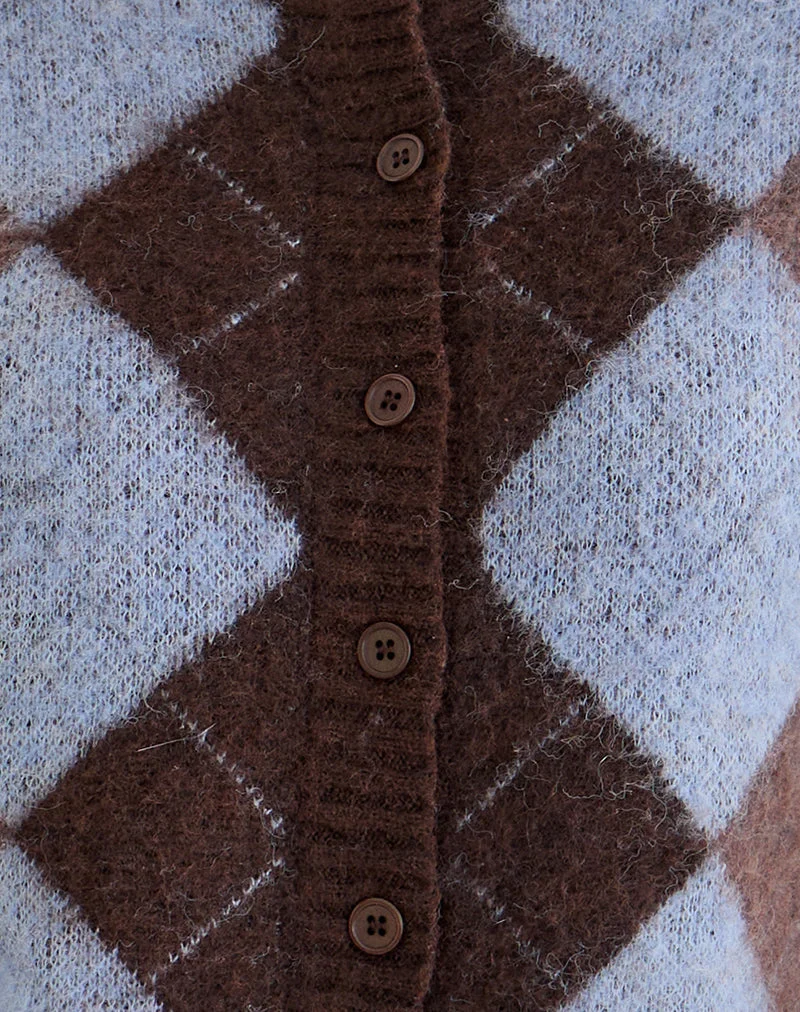 Eliana Strickjacke in Argyle-Blau