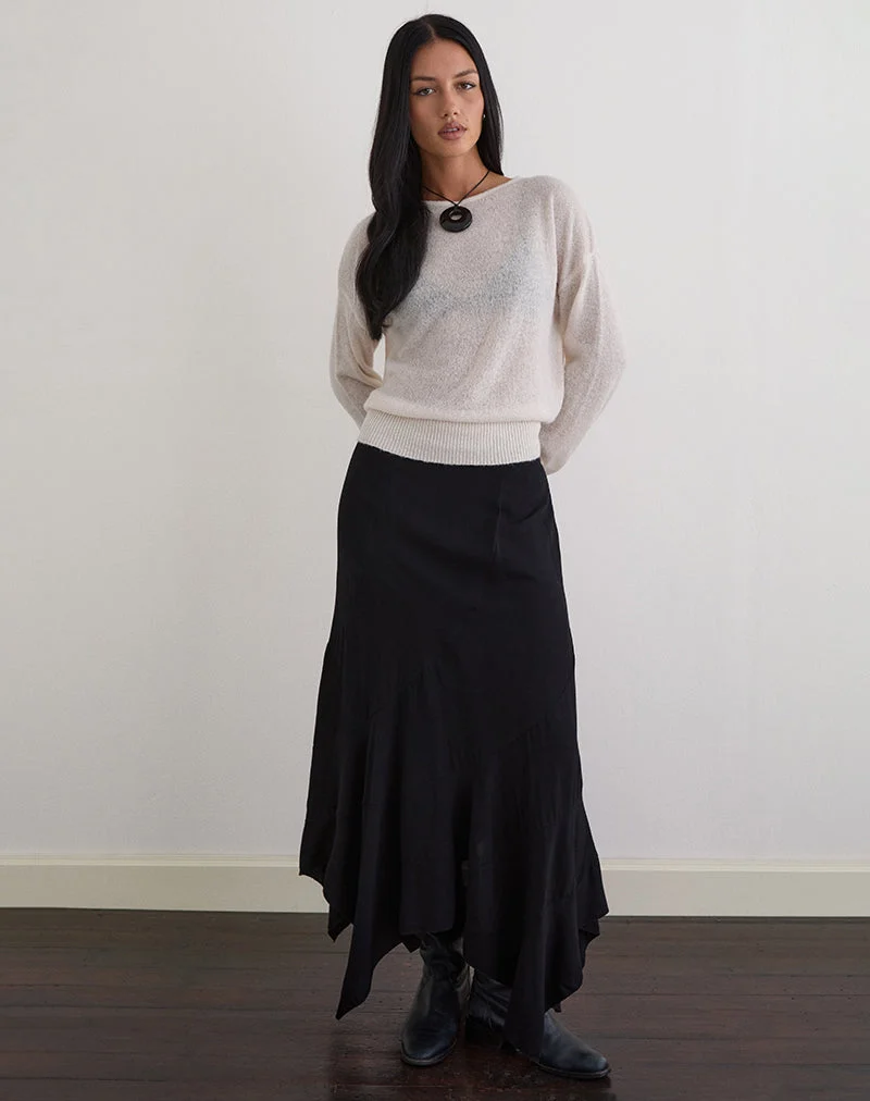 Dorina Langarm-Top aus Ecru-Strick