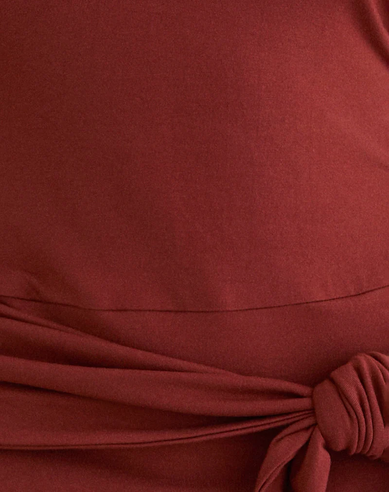 Verbina Keyhole Top aus Jersey in gebranntem Ziegelrot