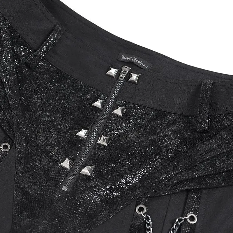 Punk-Herrenhose mit Nieten, Ketten und Reißverschluss