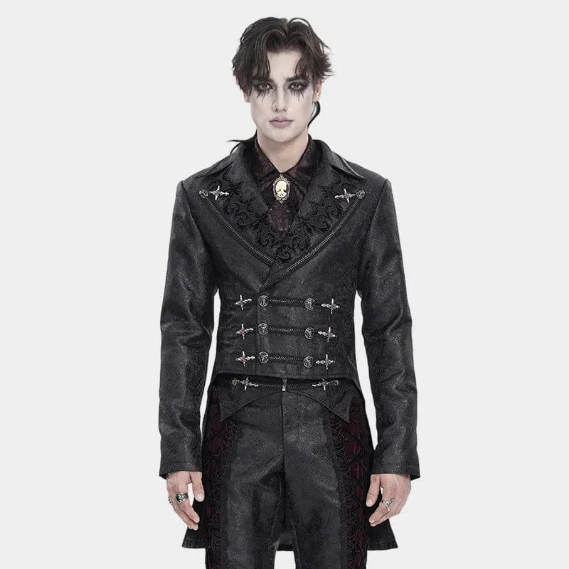 Gothic-Herrenjacke mit zweireihigem Reißverschluss und gekreuztem Revers