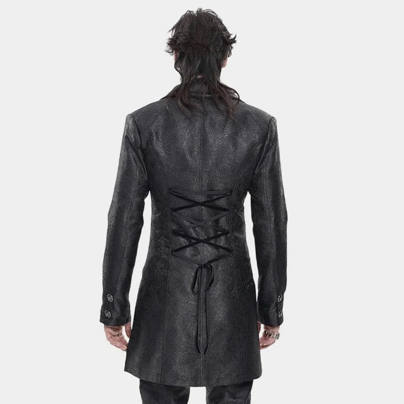 Gothic-Herrenjacke mit zweireihigem Reißverschluss und gekreuztem Revers
