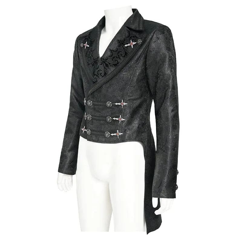 Gothic-Herrenjacke mit zweireihigem Reißverschluss und gekreuztem Revers