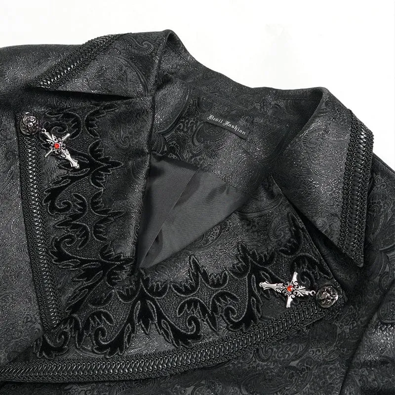 Gothic-Herrenjacke mit zweireihigem Reißverschluss und gekreuztem Revers