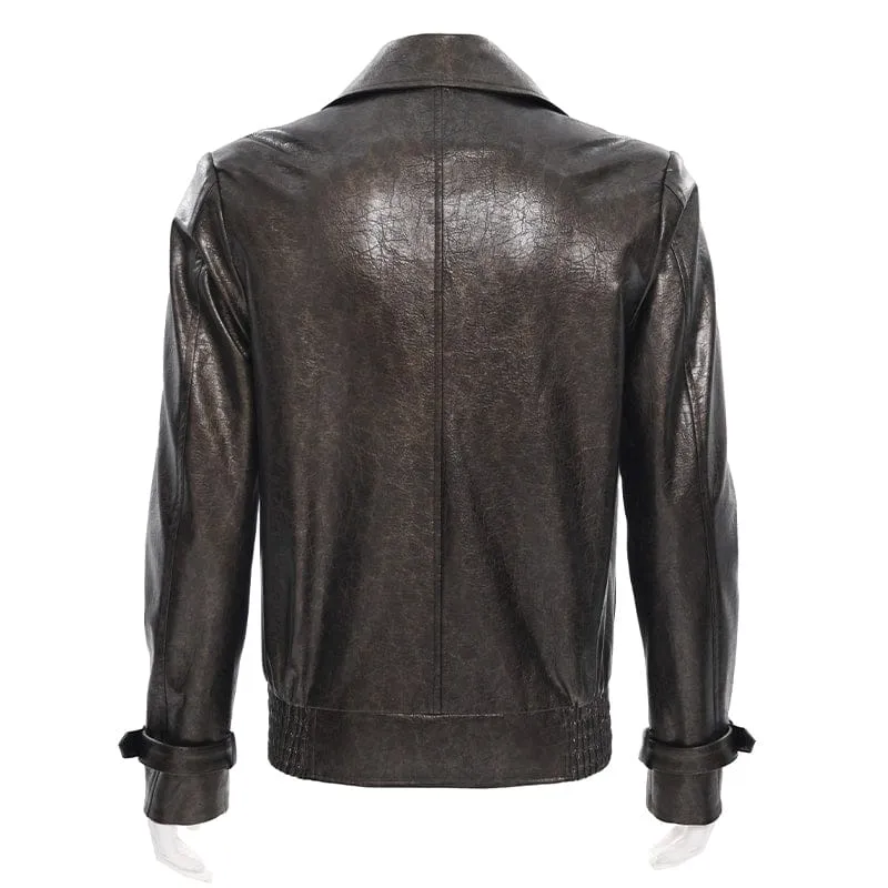 Punk-Bikerjacke für Herren mit fallendem Revers und Nieten