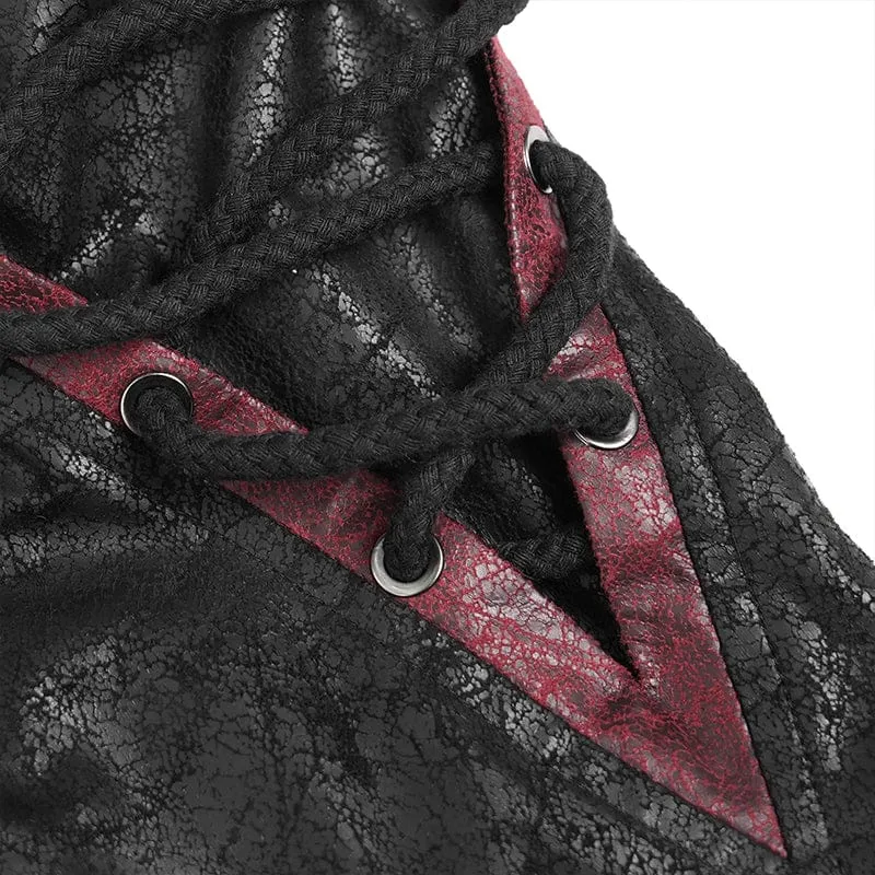 Punk-Herrenjacke mit Nietenschnalle und Kapuze, schwarz