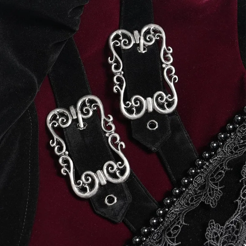 Schwarze Gothic-Jacke für Herren mit Perlenbesatz, Schnallenriemen und Reißverschluss