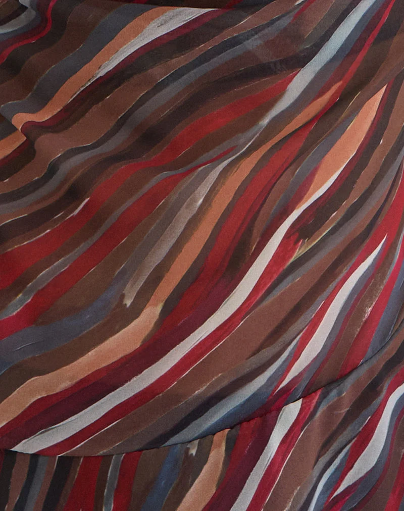 Nakiya Cowl Top aus Chiffon mit 70er-Jahre-Schattenstreifen