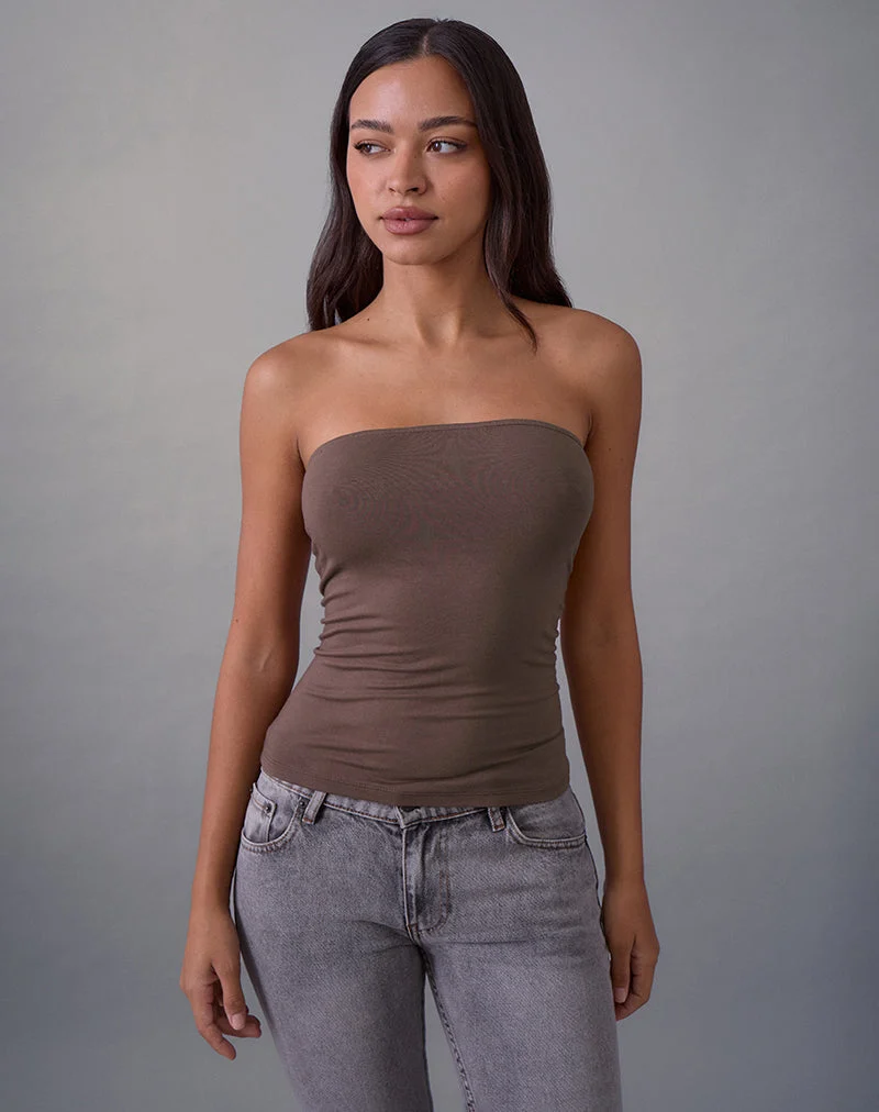 Foster Bandeau-Top aus Rayon-Jersey in Deep Taupe