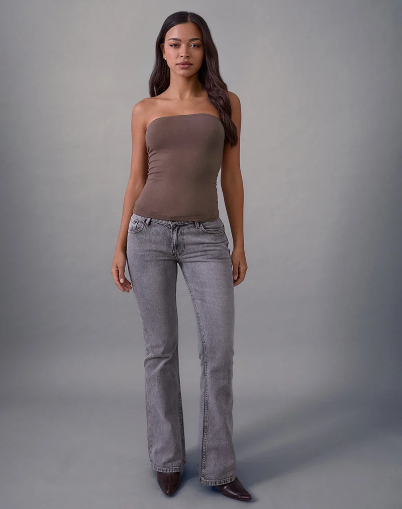 Foster Bandeau-Top aus Rayon-Jersey in Deep Taupe