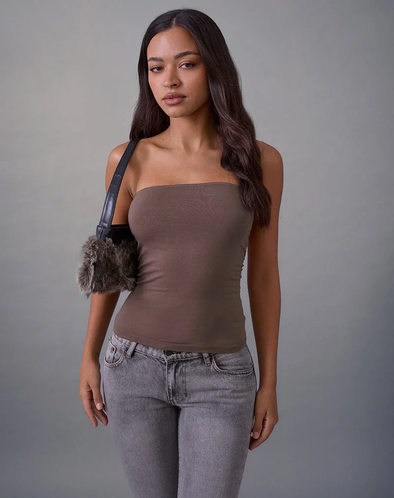 Foster Bandeau-Top aus Rayon-Jersey in Deep Taupe