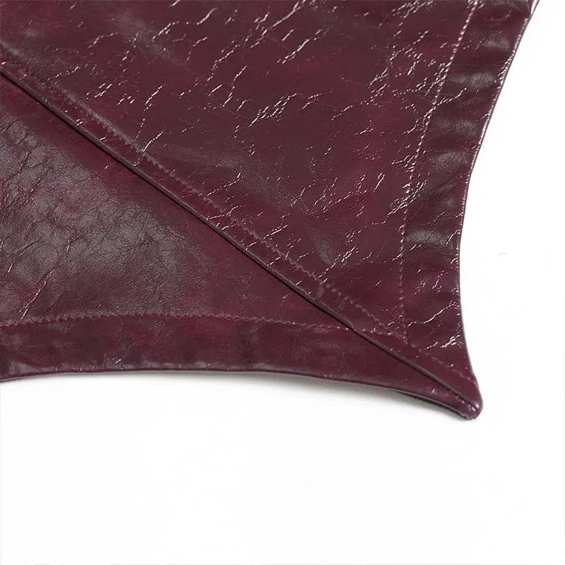 Punk-Jacke für Damen mit unregelmäßigen Ösen und Ringen, Umlegekragen, Schwarz-Rot