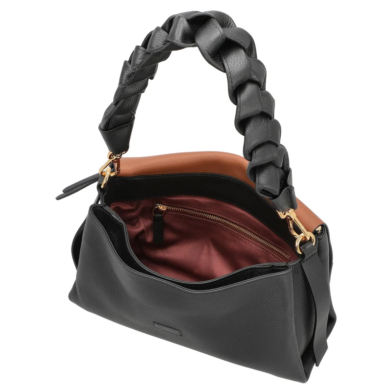 Coccinelle Boheme Grana Double - Bolso bandolera 26 cm (noir, cognac)