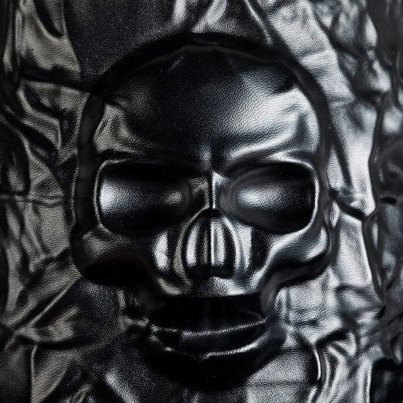 Unisex Gothic Zylinder mit Totenkopfprägung und Knittereffekt
