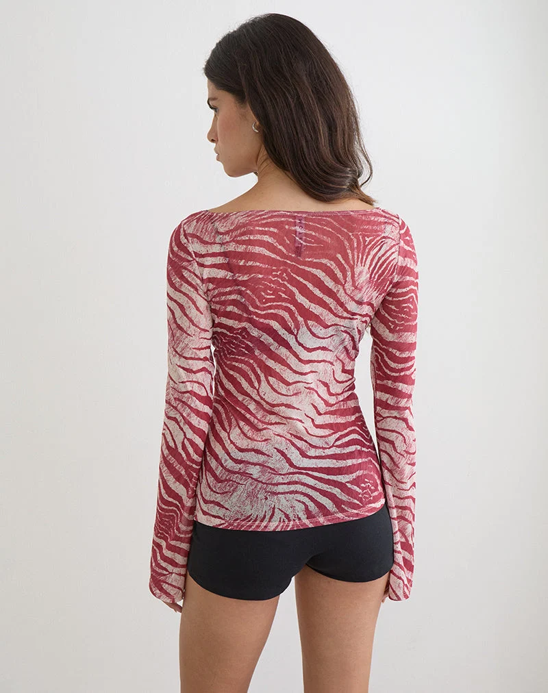 Tineko Langarm-Oberteil in Wild Animal Red