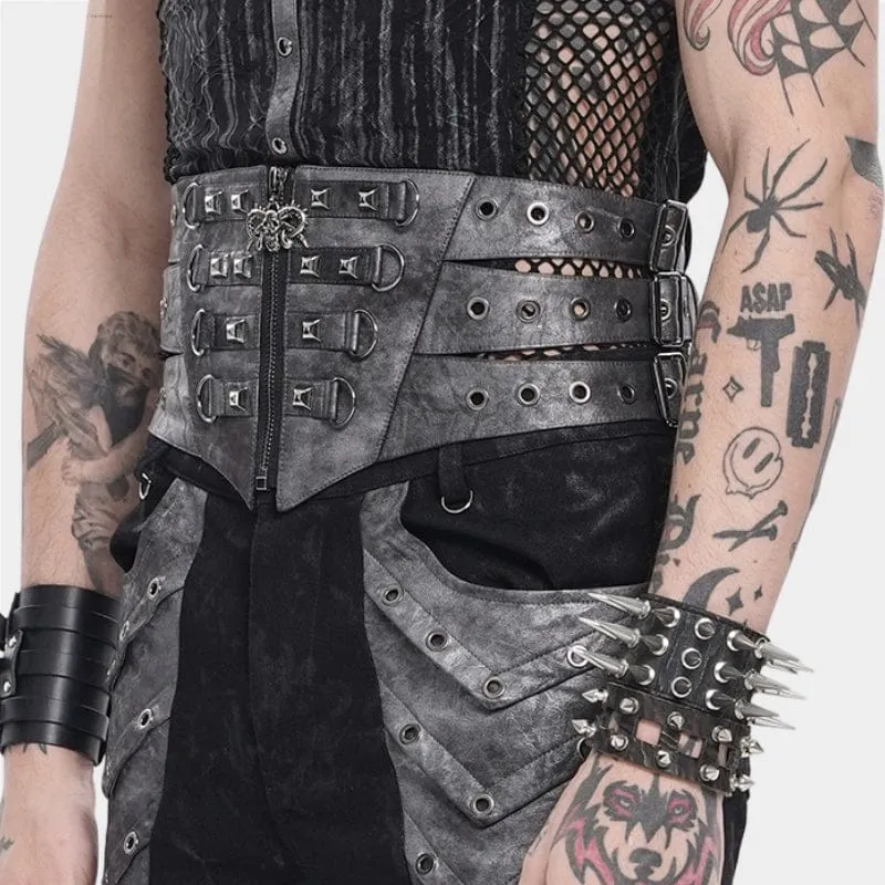 Punk-Mieder mit Nieten und Reißverschluss für Herren