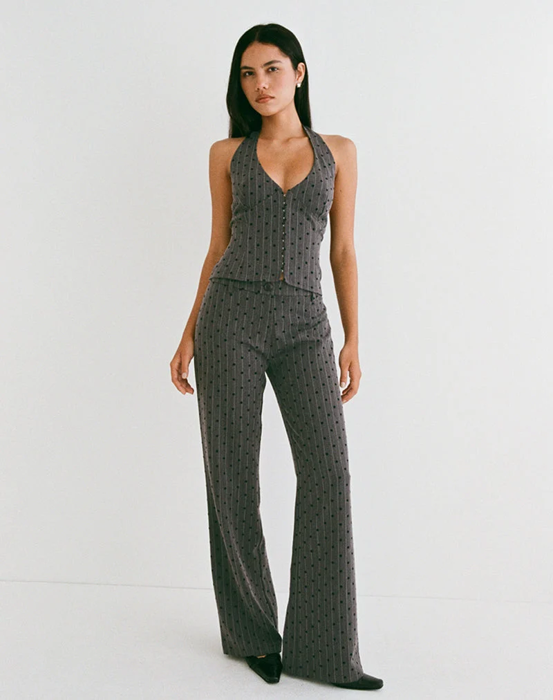 Tatina Hose in Anthrazit mit Polka-Nadelstreifen