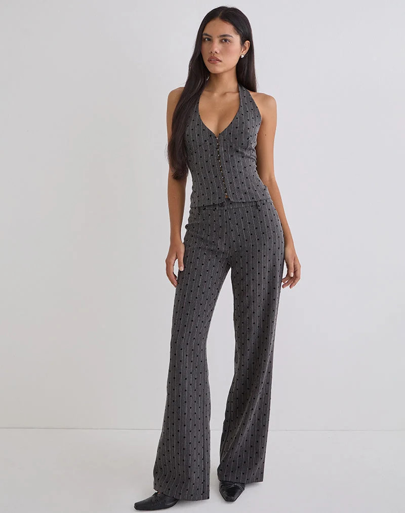 Tatina Hose in Anthrazit mit Polka-Nadelstreifen