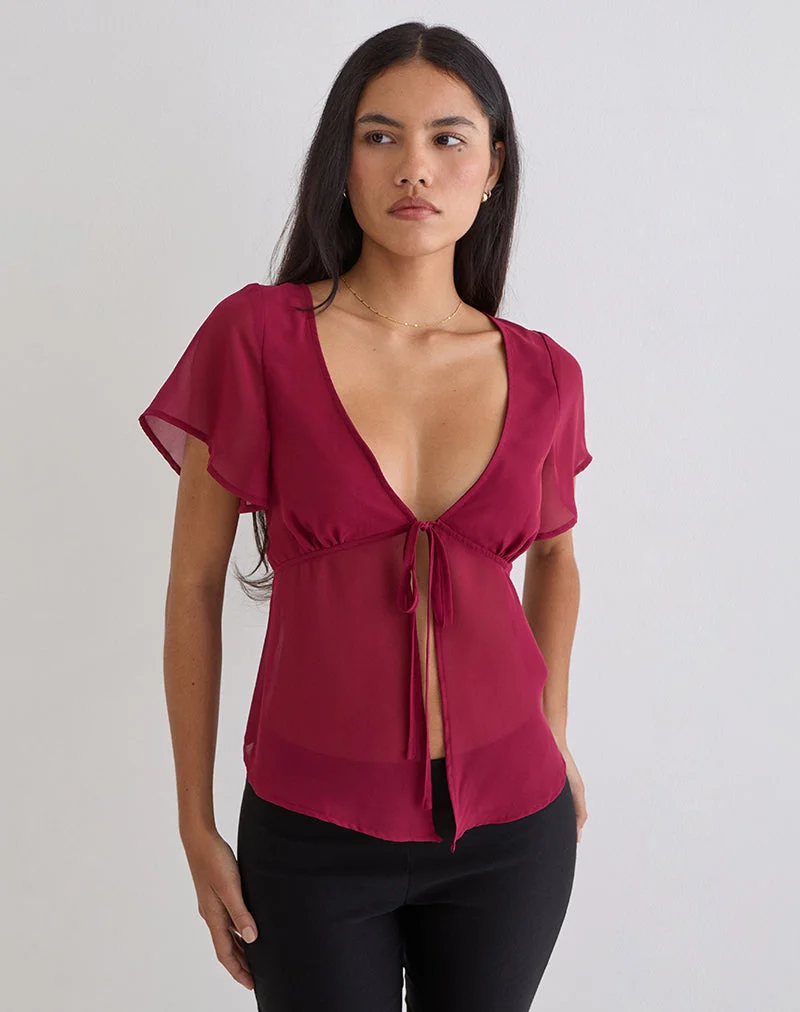 Kota Chiffonbluse in Burgunderrot