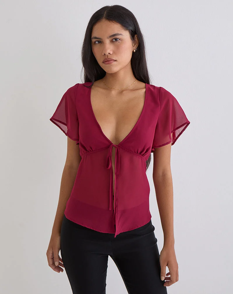 Kota Chiffonbluse in Burgunderrot