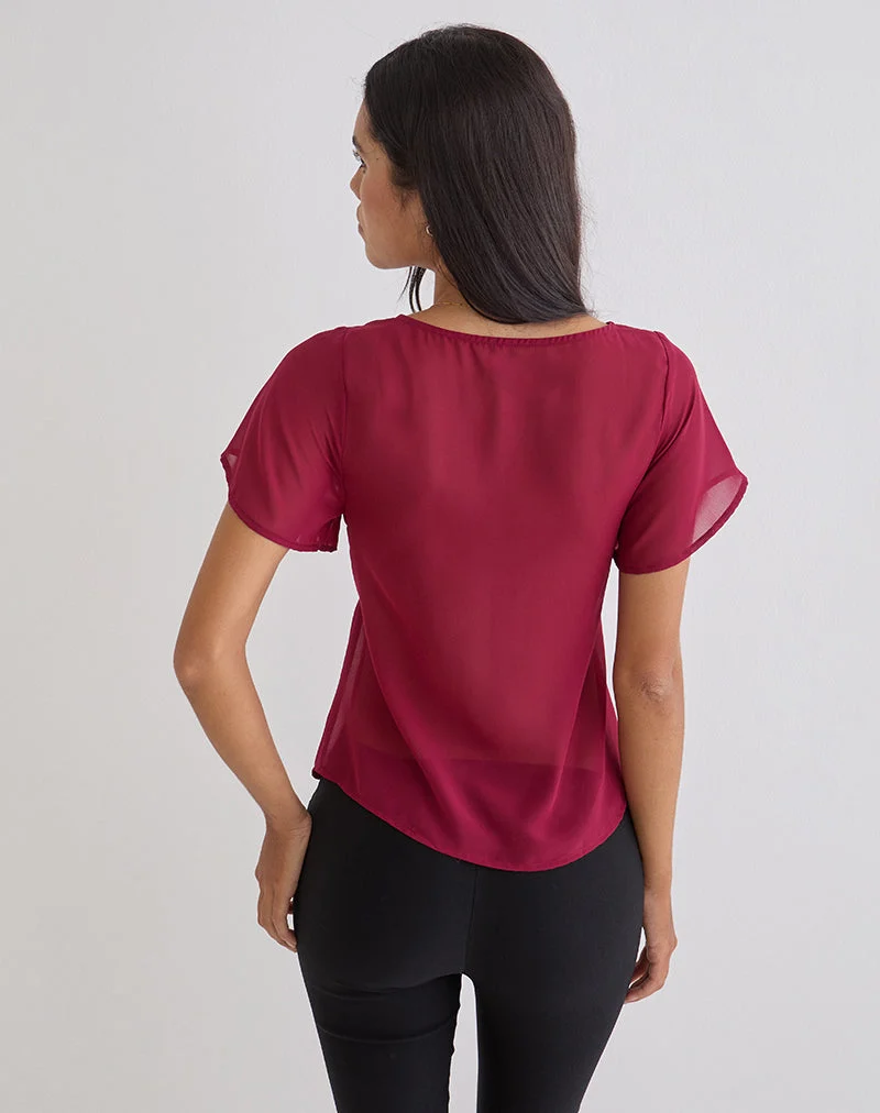 Kota Chiffonbluse in Burgunderrot