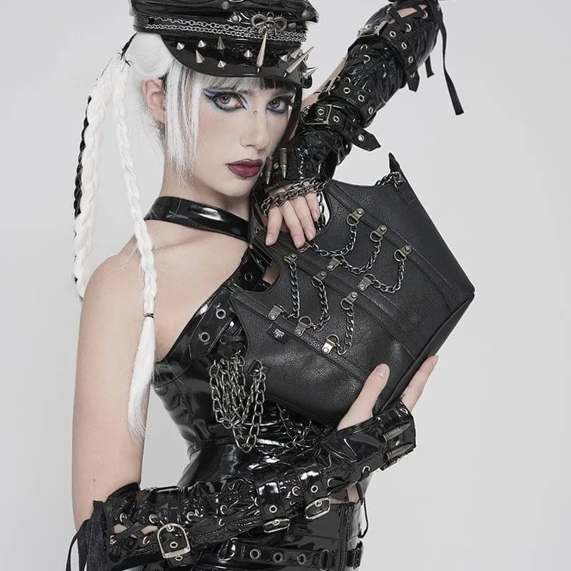 Punk-Tasche für Damen mit unregelmäßigem Kettenmuster
