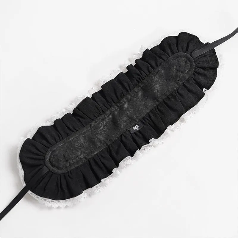 Gothic-Haarschmuck für Damen mit Rosenmuster, Rüschen und Spitze, Schwarz-Weiß