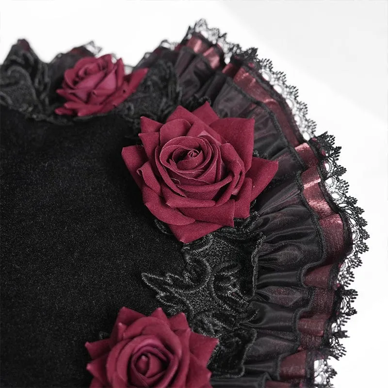 Gothic-Hexenhut für Damen mit Rosenschleife