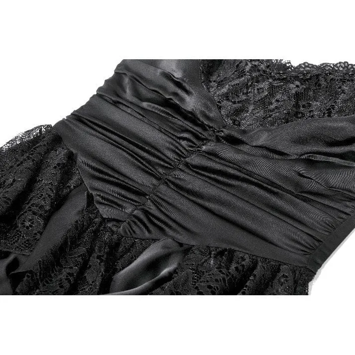 Gothic-Maxikleid mit Lagen aus Spitze und Raffungen für Damen – Hochzeitskleid