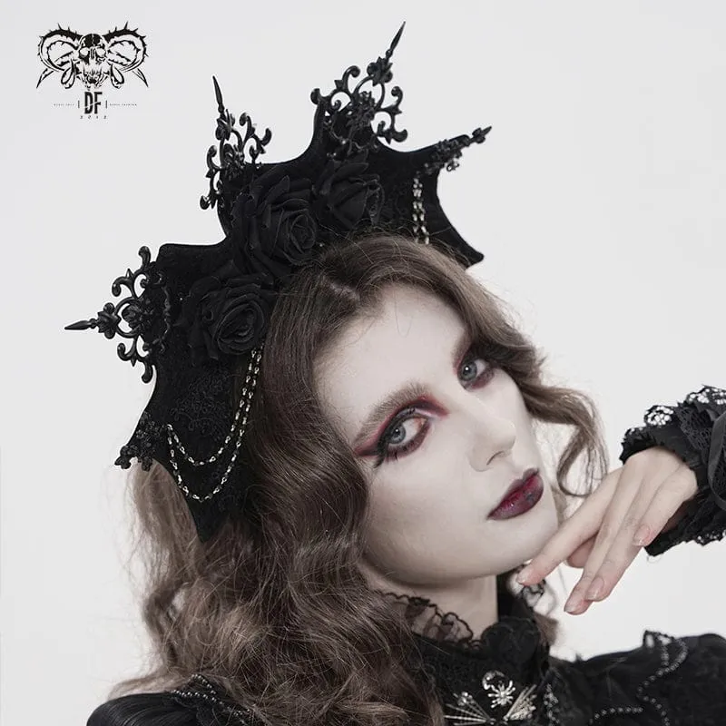 Gothic-Kopfschmuck für Damen mit Rosenmotiv, Stacheln und Perlen