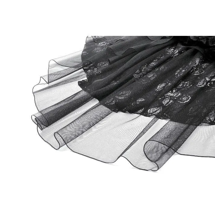 Gothic-Mehrschicht-High/Low-Spitzenrock für Damen