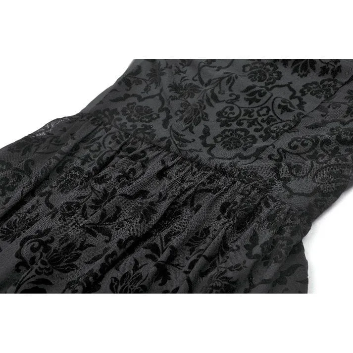 Gothic-Maxikleid mit schulterfreiem, ausgestelltem Ärmel und Kapuze für Damen, Schwarz